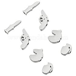 Unicraftale 8Pcs 4 Style 304 Stainless Steel Beads, Laser Cut, Girl & Unicorn & Dagger & Pistol, Stainless Steel Color, 2pcs/style