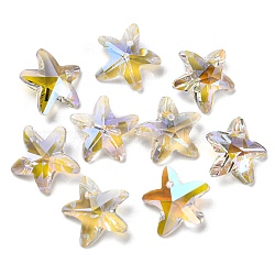 Charms de cristal facetado, estrella de mar, claro ab, 14x15x7mm, agujero: 1.4 mm