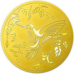 Selbstklebende Aufkleber mit Goldfolienprägung, Medaillendekoration Aufkleber, Kolibri-Muster, 5x5 cm