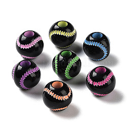 Perline europee acriliche opache stampate a spruzzo, perline con foro grande, tennis, colore misto, 11x10.5mm, Foro: 4 mm, circa 1000pcs/500g