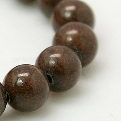 Natur Mashan Jade runde Perlen Stränge, gefärbt, Kokosnuss braun, 4 mm, Bohrung: 1 mm, ca. 98 Stk. / Strang, 15.7 Zoll