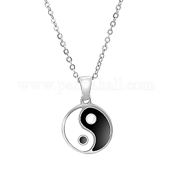 Collares colgante de acero inoxidable, yin yang, color acero inoxidable, 17.72 pulgada (45 cm)