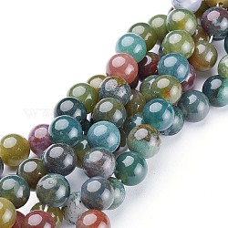 Chapelets de perles en agate indienne naturelle, ronde, 10mm, Trou: 1mm, Environ 39 pcs/chapelet, 15.5 pouce