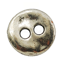 鉛フリーのアンティークシルバーチベットスタイルフラットラウンドボタン  13x2mm  穴：2.5mm