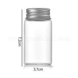 Klarglasflaschen Wulst Container, Perlenaufbewahrungsröhrchen mit Schraubverschluss und Aluminiumkappe, Kolumne, Silber, 3.7x7 cm, Kapazität: 50 ml (1.69 fl. oz)