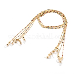 Brillenketten, Halsband für Brillen, mit Messing-Emaille-Lumachina-Ketten und Gummischlaufenenden, golden, Mischfarbe, 27.56 Zoll (70 cm)