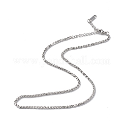 304 collar de cadena de trigo de acero inoxidable para hombres y mujeres., color acero inoxidable, 15.87 pulgada (40.3 cm)