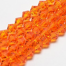 Nachzuahmen österreichischen Kristall Doppelkegel Glasperlen Stränge, Klasse AA, facettiert, dunkelorange, 5x5 mm, Bohrung: 1 mm, ca. 59 Stk. / Strang, 11 Zoll
