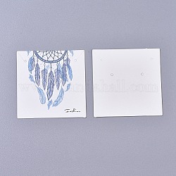 Karton Halskette & Ohrring Display-Karten, Quadrat mit gewebtem Netz / Gewebe mit Federmuster, Blau, 5.9~6x5.9~6x0.05 cm
