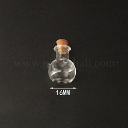 Mini contenedores de cuentas de botella de vidrio de borosilicato alto, deseando botella, con tapón de corcho, redondo, Claro, 2.3x1.6 cm