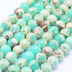Brins de perles de jaspe impérial synthétiques, ronde, vert clair, 12mm, Trou: 1mm, Environ 30~34 pcs/chapelet, 15.5 pouce (39.5 cm)