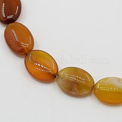 Natural Striped Agate/Banded Agate Beads Strands, Flat Oval, Dyed & Heated, 18x13x5mm, Hole: 1mm, about 22pcs/strand, 15.35inch
