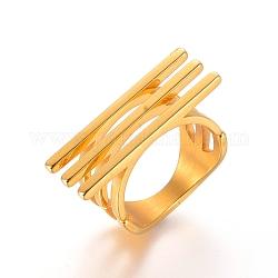 304 палец кольца из нержавеющей стали, золотые, Размер 7, 17 мм