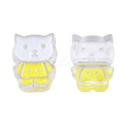 Cuentas de esmalte acrílico transparente, gato, amarillo, 27x21x8mm, agujero: 3.5 mm