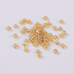 (Repacking Service Available) 12/0 Glass Seed Beads, Silver Lined Round Hole, Round, Pale Gooldenrod, 2mm, Hole: 1mm, about 12G/bag