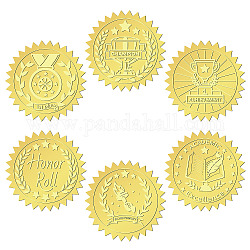 Craspire 144 Stück Goldfolien-geprägte Aufkleber, 2,[1] cm, Trophäe, selbstklebende Zertifikat-Siegelaufkleber mit gezackter Kante für Umschläge, Diplome, Auszeichnungen, Zertifizierung, Abschluss, Notar, Firmensiegel