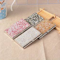 304 Stainless Steel Rhinestone Name Card Holders, Mixed Color, 6x9.3x1cm