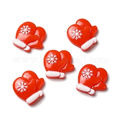 Cabujones navideños de resina opaca, guantes de navidad, rojo, 18x19x5mm