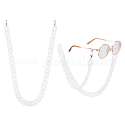 Gorgecraft眼鏡チェーン  眼鏡用ネックストラップ  アクリルカーブチェーン付き  304ステンレス鋼カニカンとラバーループエンド  ホワイト  30.7インチ（78cm）
