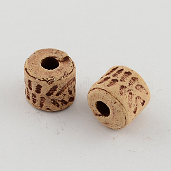 Handmade China Clay Spacer Beads Antique Porcelain Beads, Ceramic Column Beads for Beaded Jewelry Making, Camel, 9x10mm, Hole: 3mm