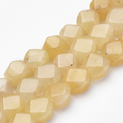 Chapelets de perles jaunes en aventurine naturelle, facette, ovale, 13~14x12~13x10mm, Trou: 1.5mm, Environ 29 pcs/chapelet, 16.3 pouce