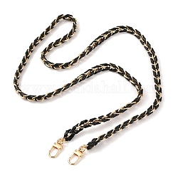 Cinghie della borsa a catena, ferro con cinturini in lega e pelle pu, oro chiaro, nero, 115x1cm