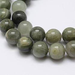 Chapelets de perles en quartz rutile vert naturel, ronde, 6mm, Trou: 1mm, Environ 62 pcs/chapelet, 15.5 pouce (39.5 cm)