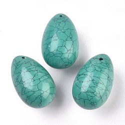 Синтетические бирюзовые подвески, пасхальное яйцо камень, 45x30x30 мм, отверстие : 2.2 мм