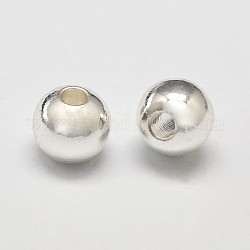 Rack Plating and Vacuum Plating Brass Round Spacer Beads, Cadmium Free & Lead Free, Silver, 6mm, Hole: 1.5mm