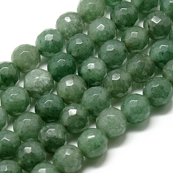 Verde naturale perline avventurina fili, sfaccettato, tondo, 8~8.5mm, Foro: 1 mm, circa 47pcs/filo, 15.5 pollice