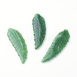 Natural Jade Big Pendants, Dyed, Leaf, 49~55x15~16.5x2.5~3.5mm, Hole: 0.5mm