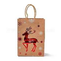 Sacchetti di carta rettangolari con stampa a caldo a tema natalizio, con maniglie, per sacchetti regalo e shopping bag, cervo, borsa: 8x15x21 cm, piega: 210x150x2 mm