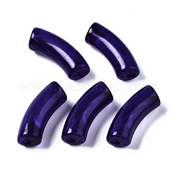 Perles acryliques, pierre d'imitation, tube incurvé, violet, 34.5x13x11mm, Trou: 3.5mm, environ 155 pcs/500 g