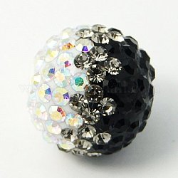 Austrian Crystal Beads, Pave Ball Beads, Gradient Color, with Resin inside, Round, 280_Jet, 12mm, Hole: 1mm