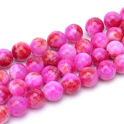 Natural Dyed White Jade Gemstone Bead Strands, Round, Orange Red, 6mm, Hole: 1mm, about 66pcs/strand, 15.7 inch