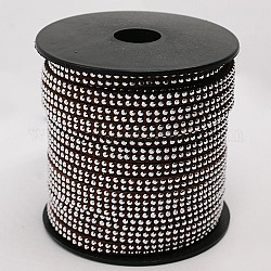 2 Row Platinum Aluminum Studded Faux Suede Cord, Faux Suede Lace, Coconut Brown, 5x2mm, about 20yards/roll