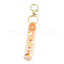 Wolken-PVC-Seil-Schlüsselanhänger, mit Zink-Legierung Befund, für Taschen-Treibsand-Flaschen-Anhänger-Dekoration, orange, 17.5 cm