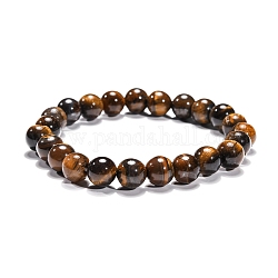 Natürlichen Tigerauge Perlen Stretch-Armbänder, Runde, 2 Zoll (5.2 cm), Perle: 8 mm