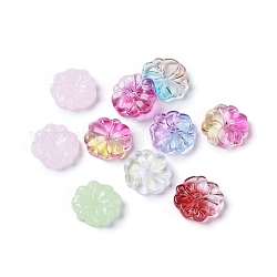Perles en verre transparentes, fleur, couleur mixte, 15x4mm, Trou: 1.2mm