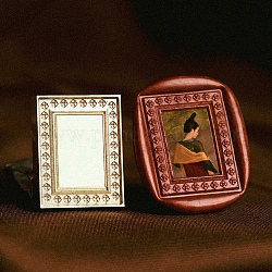 Cornice per foto in rilievo 3d testa di sigillo in ottone con sigillo di cera, per scrapbooking carte buste inviti di nozze regalo, modello rettangolo, 27.5x21.5x14.5mm, Foro: 7.5 mm