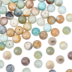 Brins de perles d'amazonite de fleurs naturelles olycraft, ronde, 10mm, Trou: 1.5mm, Environ 38 pcs/chapelet, 15.5 pouce