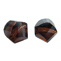 Faceted Glass Crystal Beads, Coconut Brown, about 10mm wide, 9mm long, hole: 1.5mm