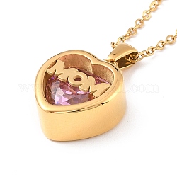 Collana della mamma per il regalo della festa della mamma di compleanno, collana con ciondolo cuore cubic zirconia, 304 Collana in acciaio inox, oro, perla rosa, 17.72 pollice (45 cm)