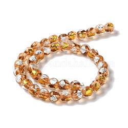 Handmade Gold & Silver Foil Lampwork Beads, Round, Camel, 10~10.5mm, Hole: 1.6~1.8mm, about 40pcs/strand, 14.57 inch(37cm)
