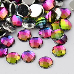 Cabochons de acrílico del Diamante de imitación de Taiwán, la espalda plana y facetas, medio redondo / cúpula, colorido, 20x6mm