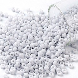 Toho perles de rocaille rondes, Perles de rocaille japonais, (767) givre pastel opaque gris clair, 8/0, 3mm, Trou: 1mm, environ 1110 pcs/50 g