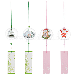 Benecreat 4 шт. 4 стильные японские колокольчики, маленькие ветряные колокольчики стеклянные подвески ручной работы, для декора дома рождественских подарков, Смешанные узоры, 400 мм, 1шт / стиль