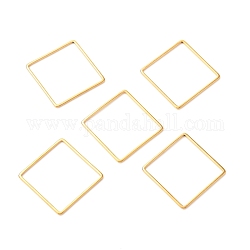 201 anelli di collegamento in acciaio inox, quadrato, oro, 19.5x19.5x1mm