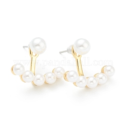 Accessoires de clous d'oreilles en laiton, avec des perles, véritable 18k plaqué or, 14.5x18.5x9mm, pin: 1.2 mm