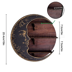Настенная витрина из хрусталя из дерева, круглый деревянный хрустальный держатель для подсвечников, с клейким крючком, Образец луны, 25.4 см
